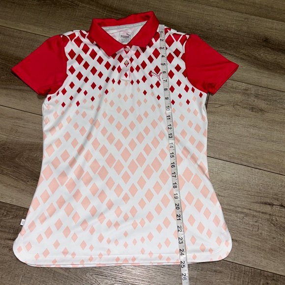 PUMA GOLF Women's Pink White Red Print Polo Shirt Size Small ~ EUC - Picture 9 of 11